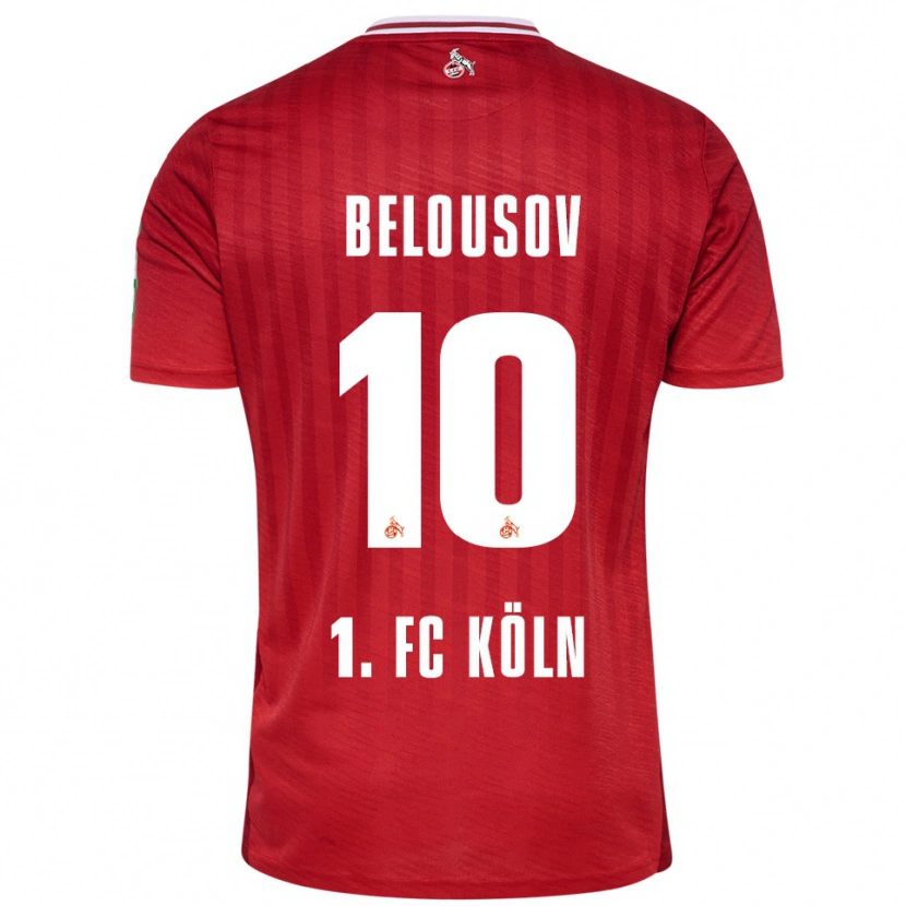 DanxenレディースArtem Belousov#10レッド ホワイトアウェイシャツ2025/26ジャージーユニフォーム