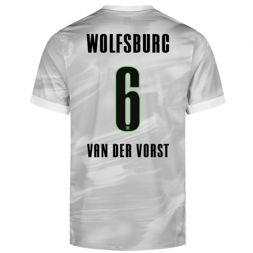DanxenレディースFynn Van Der Vorst#6グレー ホワイトアウェイシャツ2025/26ジャージーユニフォーム