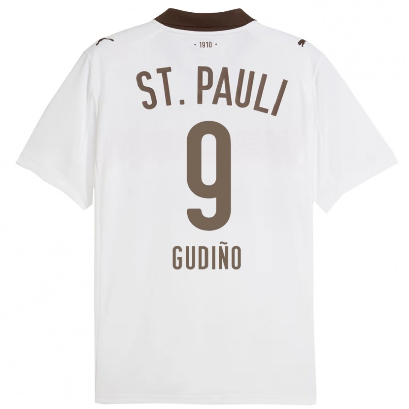 DanxenレディースAlberto Gudiño#9ホワイト レッドアウェイシャツ2025/26ジャージーユニフォーム