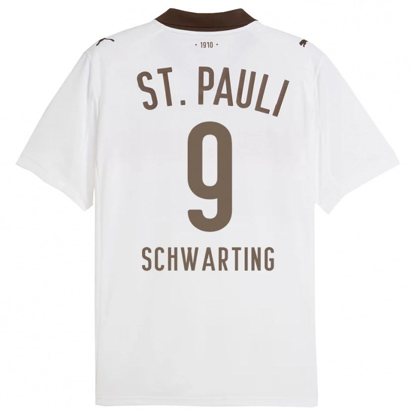 DanxenレディースDominik Schwarting#9ホワイト レッドアウェイシャツ2025/26ジャージーユニフォーム