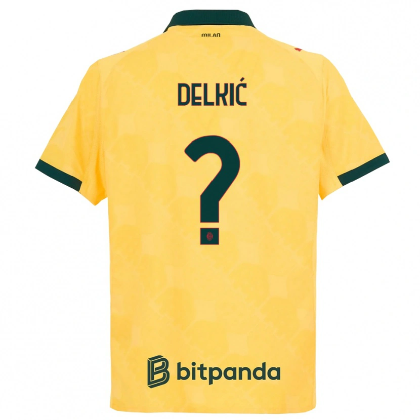 DanxenレディースDino Delkić#0イエロー ブラックサードユニフォームシャツ2025/26ジャージーユニフォーム