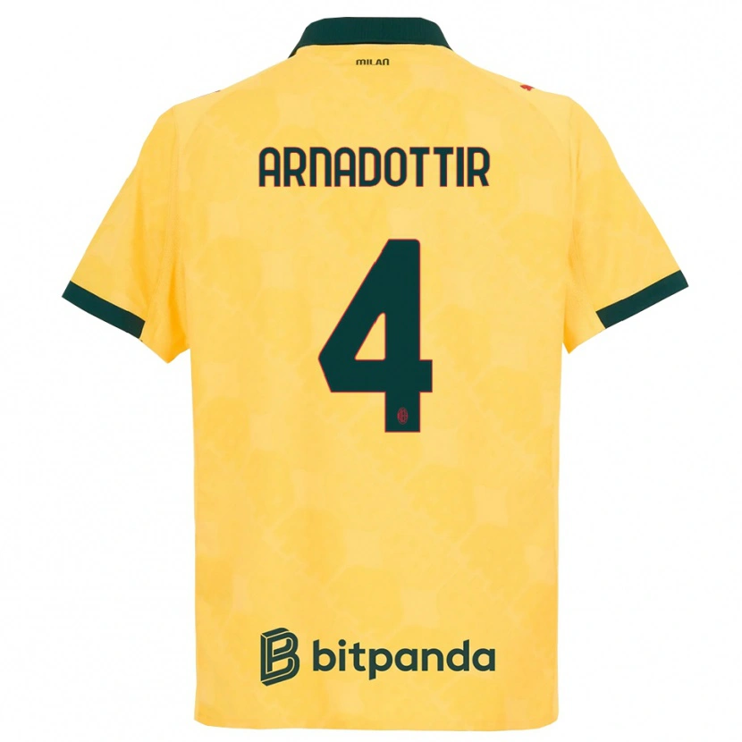 Danxenレディースグオニー・アルナドティル#4イエロー ブラックサードユニフォームシャツ2025/26ジャージーユニフォーム