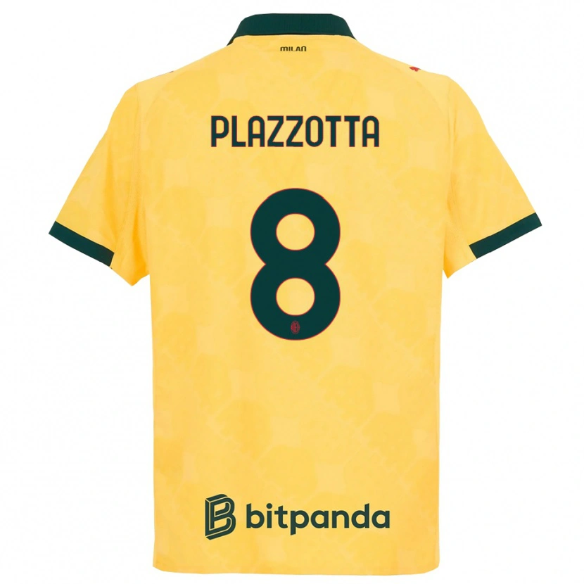 DanxenレディースFilippo Plazzotta#8イエロー ブラックサードユニフォームシャツ2025/26ジャージーユニフォーム