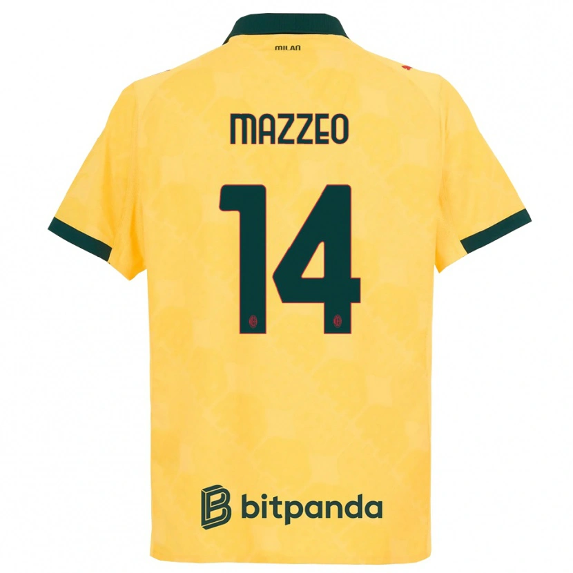 DanxenレディースKevin Mazzeo#14イエロー ブラックサードユニフォームシャツ2025/26ジャージーユニフォーム