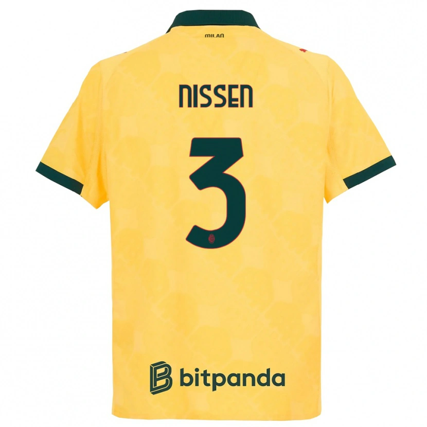 Danxenレディースフレドリック・ニッセン#3イエロー ブラックサードユニフォームシャツ2025/26ジャージーユニフォーム
