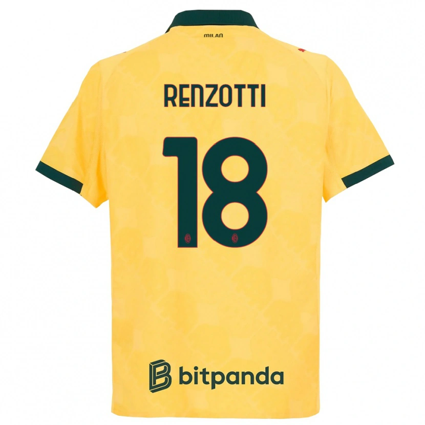 DanxenレディースMonica Renzotti#18イエロー ブラックサードユニフォームシャツ2025/26ジャージーユニフォーム