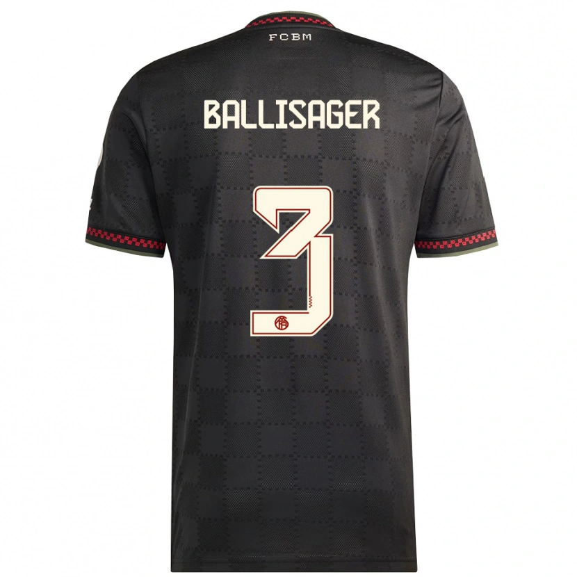 DanxenレディースStine Ballisager#3ブラック ホワイトサードユニフォームシャツ2025/26ジャージーユニフォーム