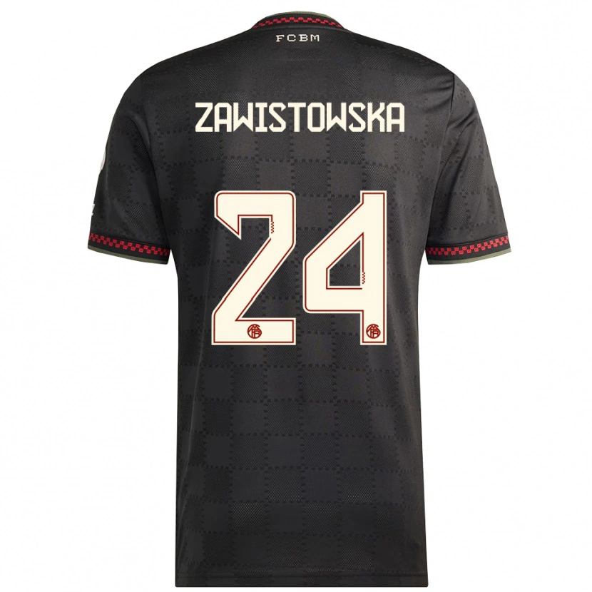 DanxenレディースWeronika Zawistowska#24ブラック ホワイトサードユニフォームシャツ2025/26ジャージーユニフォーム