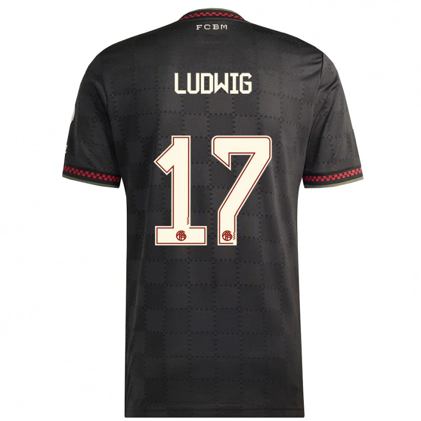 DanxenレディースLinus Ludwig#17ブラック ホワイトサードユニフォームシャツ2025/26ジャージーユニフォーム