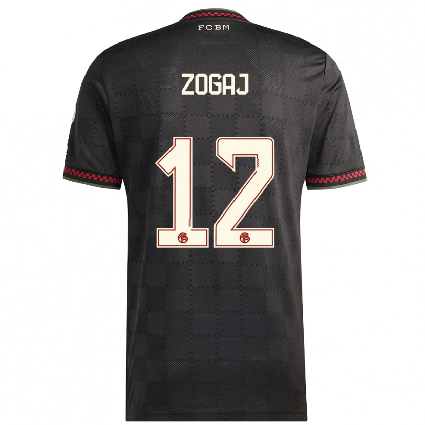 DanxenレディースNderim Zogaj#12ブラック ホワイトサードユニフォームシャツ2025/26ジャージーユニフォーム