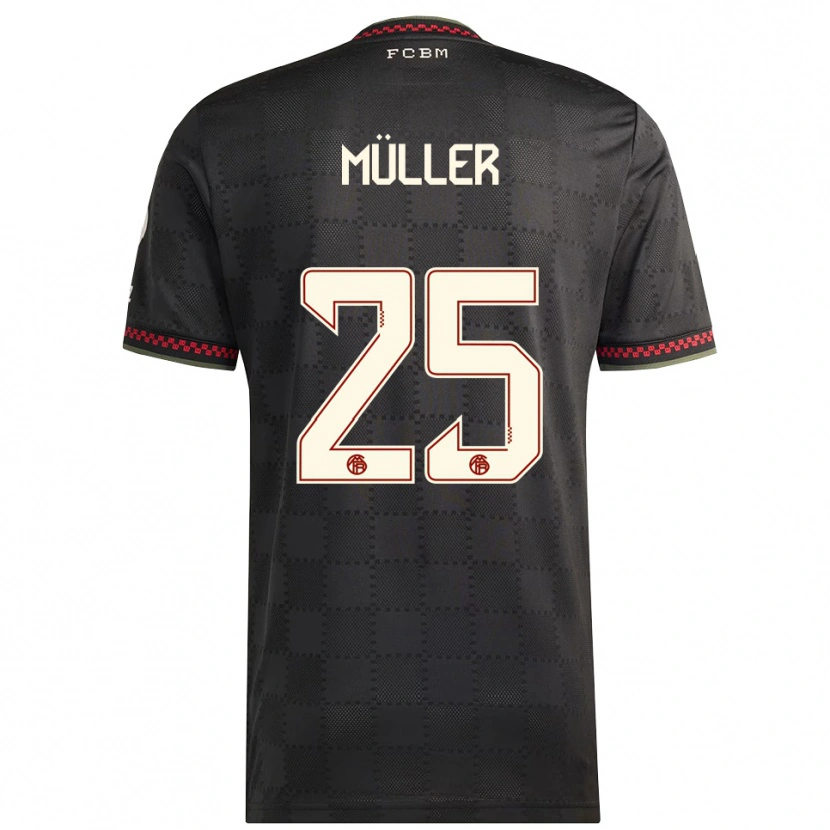 Danxenレディーストーマス・ミュラー#25ブラック ホワイトサードユニフォームシャツ2025/26ジャージーユニフォーム