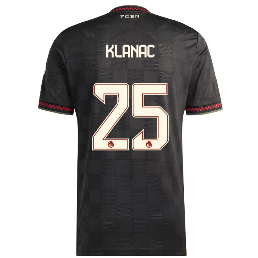 Danxenレディースルカ・クラナック#25ブラック ホワイトサードユニフォームシャツ2025/26ジャージーユニフォーム