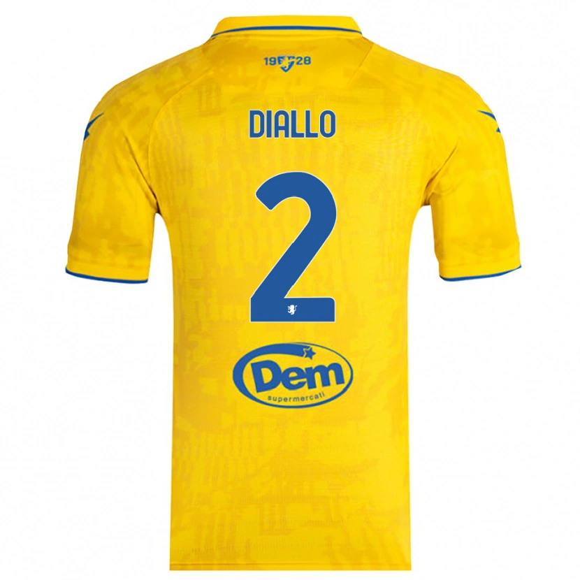 DanxenキッズAbdoul Diallo#2黄色と青ホームシャツ2025/26ジャージーユニフォーム