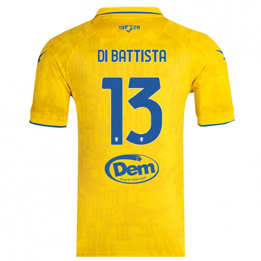 DanxenキッズCristiano Di Battista#13黄色と青ホームシャツ2025/26ジャージーユニフォーム