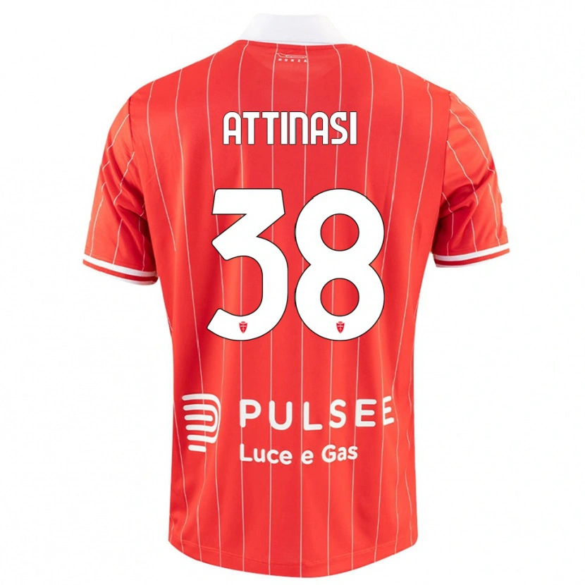 DanxenキッズMattia Attinasi#38赤と白ホームシャツ2025/26ジャージーユニフォーム