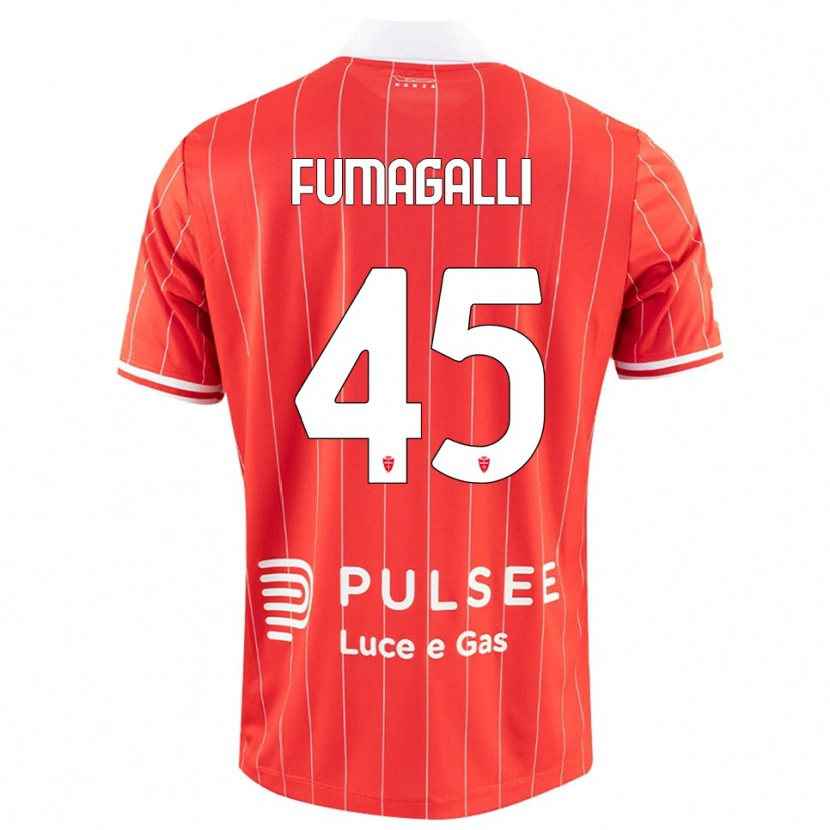 DanxenキッズValerio Fumagalli#45赤と白ホームシャツ2025/26ジャージーユニフォーム