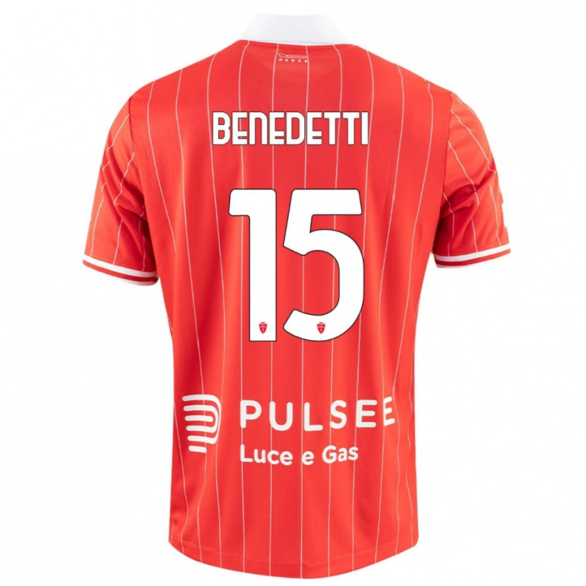 DanxenキッズElia Benedetti#15赤と白ホームシャツ2025/26ジャージーユニフォーム