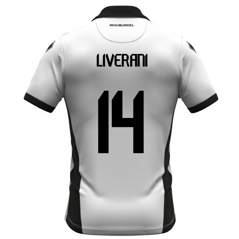 DanxenキッズVittorio Liverani#14白、黒、オレンジホームシャツ2025/26ジャージーユニフォーム