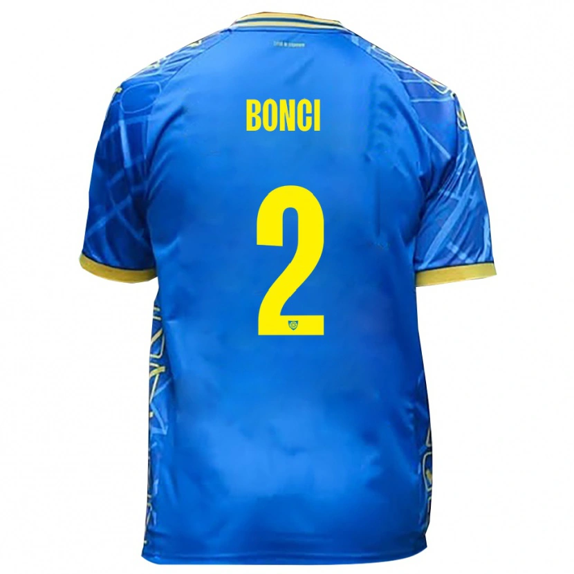 DanxenキッズAlberto Bonci#2スカイブルー 黄ホームシャツ2025/26ジャージーユニフォーム
