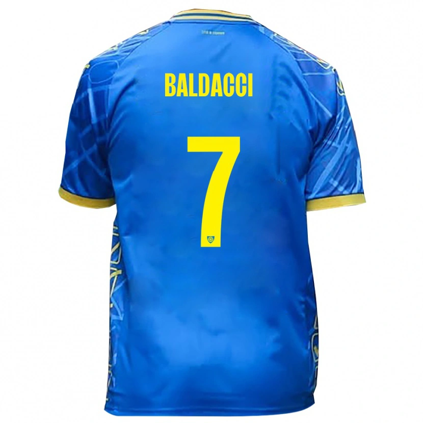 DanxenキッズMattia Baldacci#7スカイブルー 黄ホームシャツ2025/26ジャージーユニフォーム