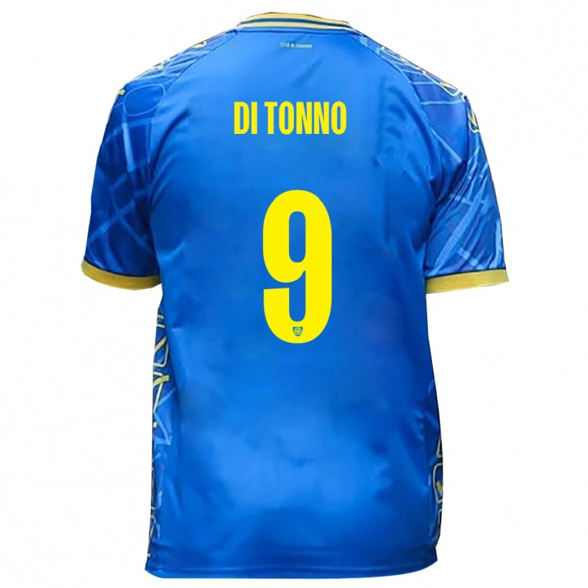 DanxenキッズEdoardo Di Tonno#9スカイブルー 黄ホームシャツ2025/26ジャージーユニフォーム