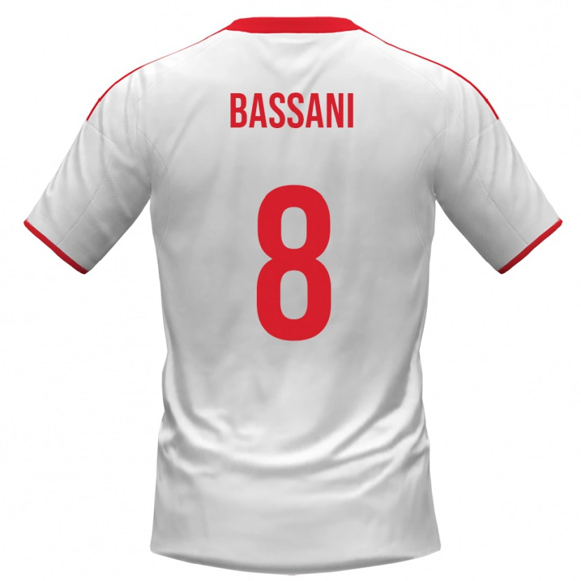 DanxenキッズNicolò Bassani#8白と赤ホームシャツ2025/26ジャージーユニフォーム