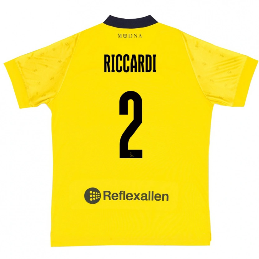 DanxenキッズMarcello Riccardi#2黄色と紺ホームシャツ2025/26ジャージーユニフォーム