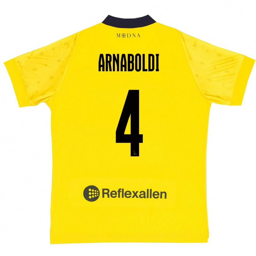 DanxenキッズPietro Arnaboldi#4黄色と紺ホームシャツ2025/26ジャージーユニフォーム