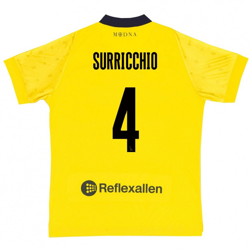 DanxenキッズJacopo Surricchio#4黄色と紺ホームシャツ2025/26ジャージーユニフォーム