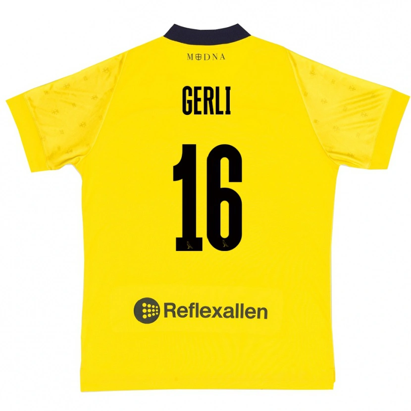 DanxenキッズFabio Gerli#16黄色と紺ホームシャツ2025/26ジャージーユニフォーム