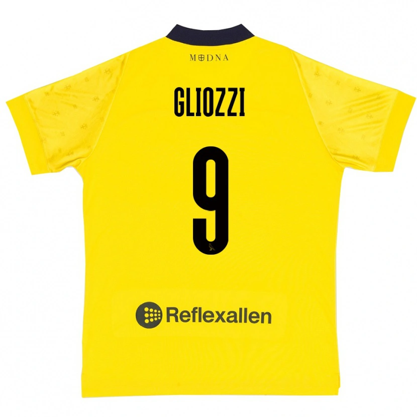 DanxenキッズEttore Gliozzi#9黄色と紺ホームシャツ2025/26ジャージーユニフォーム