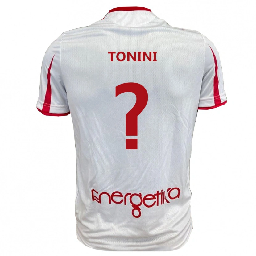 DanxenキッズSimone Tonini#0白と赤ホームシャツ2025/26ジャージーユニフォーム