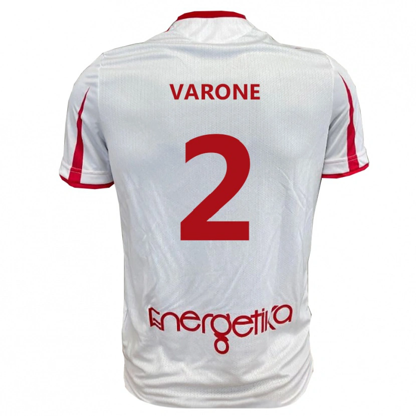 DanxenキッズFrancesco Varone#2白と赤ホームシャツ2025/26ジャージーユニフォーム