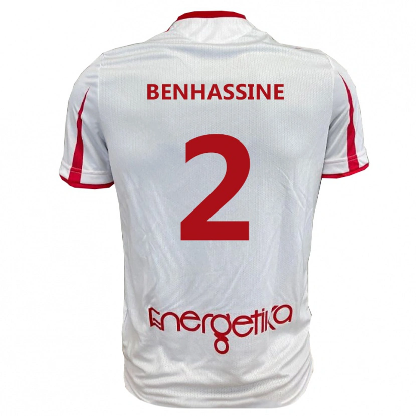 DanxenキッズBilel Benhassine#2白と赤ホームシャツ2025/26ジャージーユニフォーム