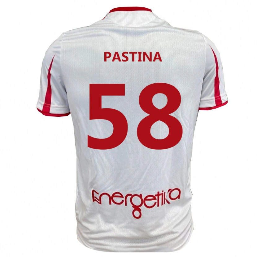 DanxenキッズChristian Pastina#58白と赤ホームシャツ2025/26ジャージーユニフォーム