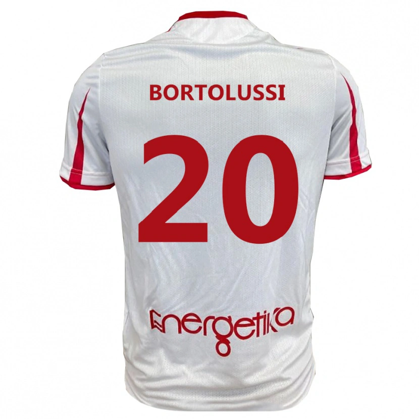 DanxenキッズMattia Bortolussi#20白と赤ホームシャツ2025/26ジャージーユニフォーム