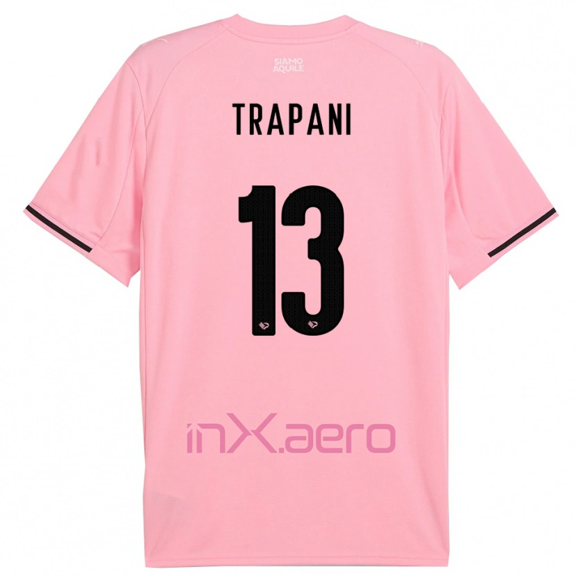 DanxenキッズNicolò Trapani#13ピンクと黒ホームシャツ2025/26ジャージーユニフォーム