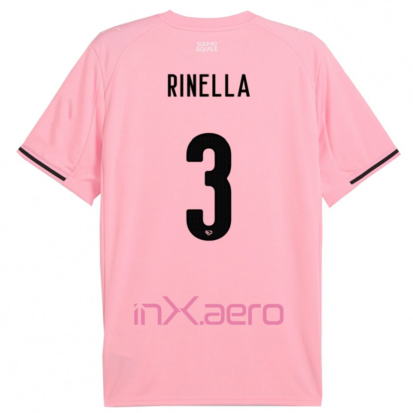 DanxenキッズAlessandro Rinella#3ピンクと黒ホームシャツ2025/26ジャージーユニフォーム