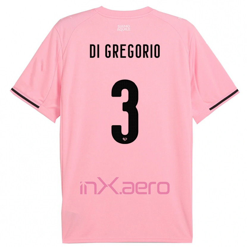 DanxenキッズAngelo Di Gregorio#3ピンクと黒ホームシャツ2025/26ジャージーユニフォーム