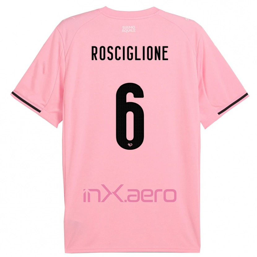 DanxenキッズDavide Rosciglione#6ピンクと黒ホームシャツ2025/26ジャージーユニフォーム