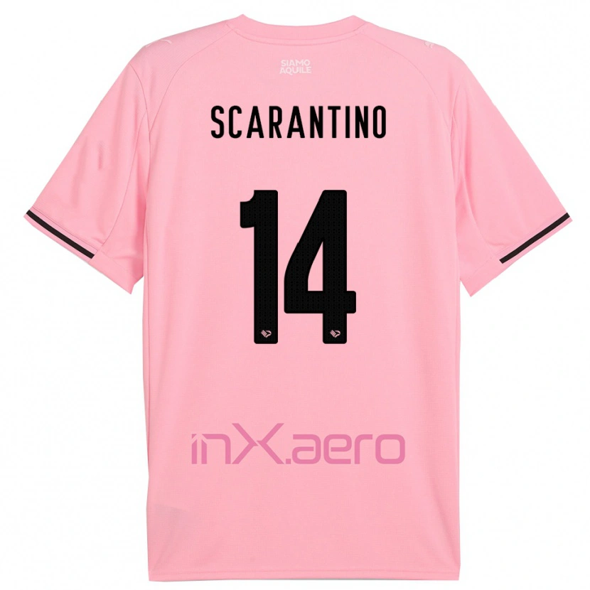 DanxenキッズGiorgio Scarantino#14ピンクと黒ホームシャツ2025/26ジャージーユニフォーム
