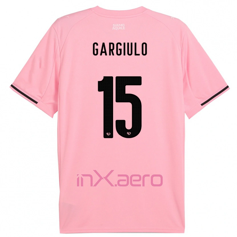 DanxenキッズFrancesco Gargiulo#15ピンクと黒ホームシャツ2025/26ジャージーユニフォーム