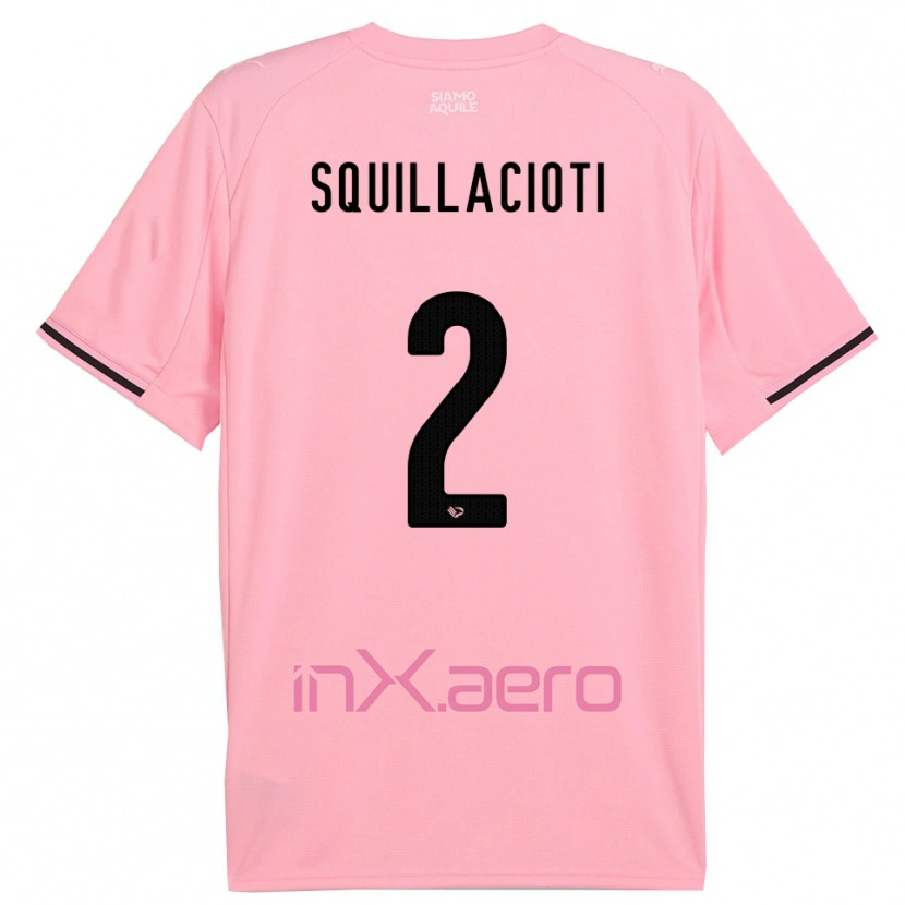 DanxenキッズSalvatore Squillacioti#2ピンクと黒ホームシャツ2025/26ジャージーユニフォーム