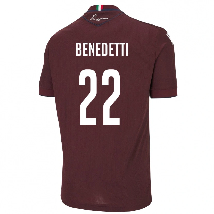 DanxenキッズSamuele Benedetti#22バーガンディ 白ホームシャツ2025/26ジャージーユニフォーム
