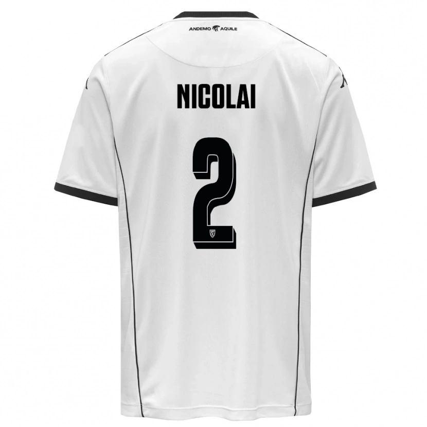 DanxenキッズGabriele Nicolai#2白と黒ホームシャツ2025/26ジャージーユニフォーム