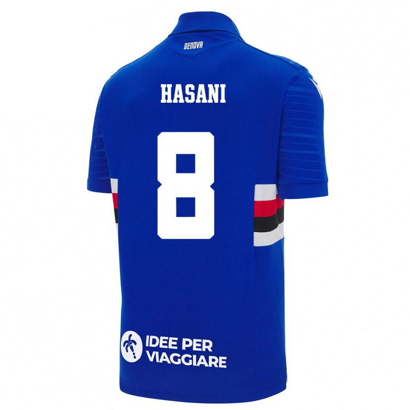 DanxenキッズAdam Hasani#8青と白ホームシャツ2025/26ジャージーユニフォーム