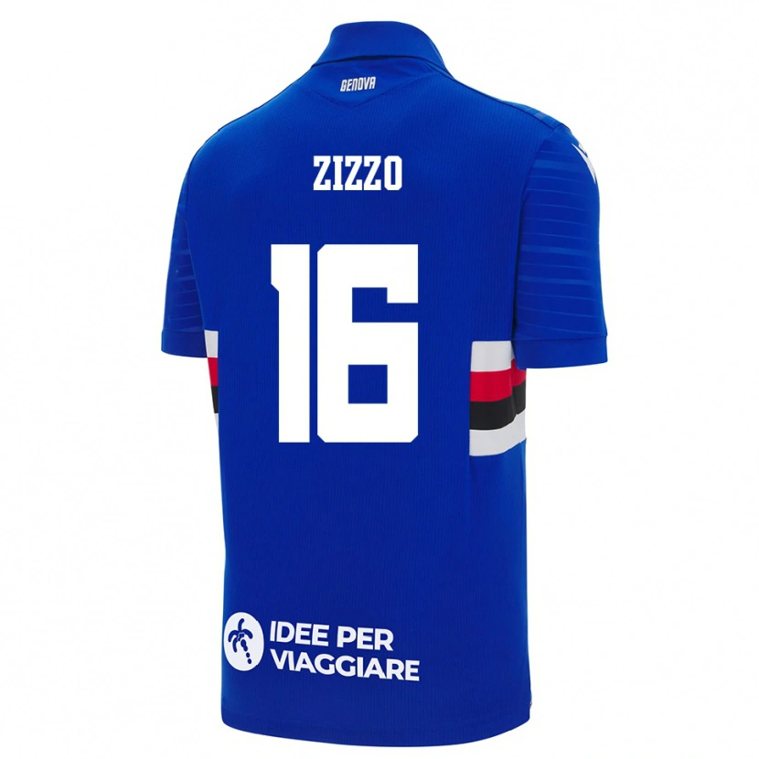 DanxenキッズVincenzo Zizzo#16青と白ホームシャツ2025/26ジャージーユニフォーム
