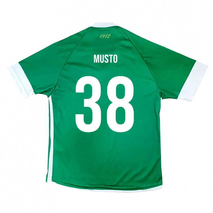 DanxenキッズMattia Musto#38緑と白ホームシャツ2025/26ジャージーユニフォーム
