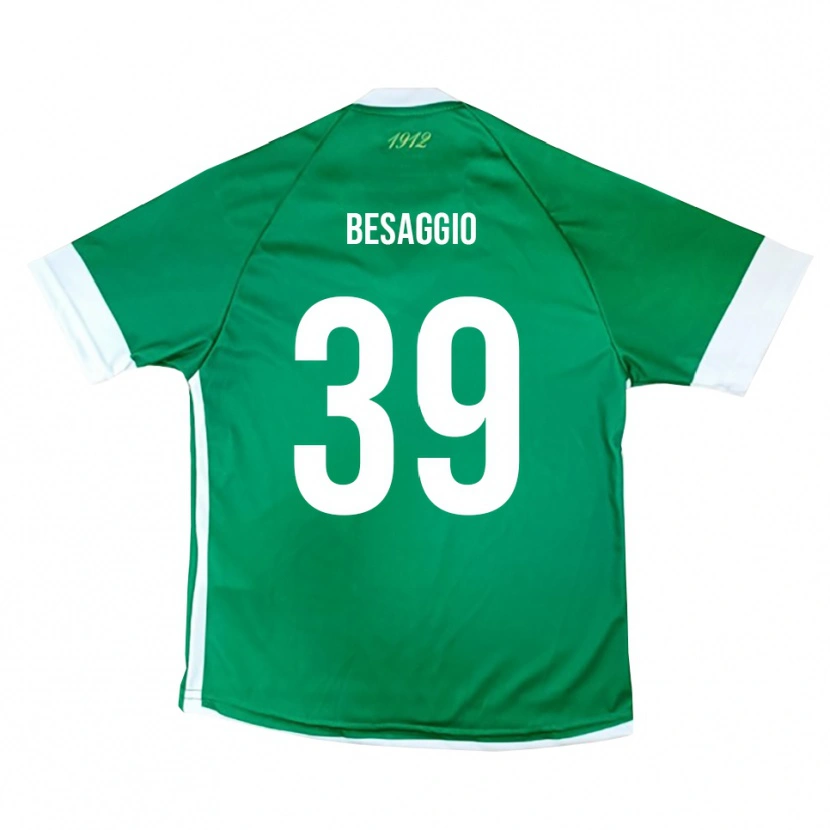 DanxenキッズMichele Besaggio#39緑と白ホームシャツ2025/26ジャージーユニフォーム