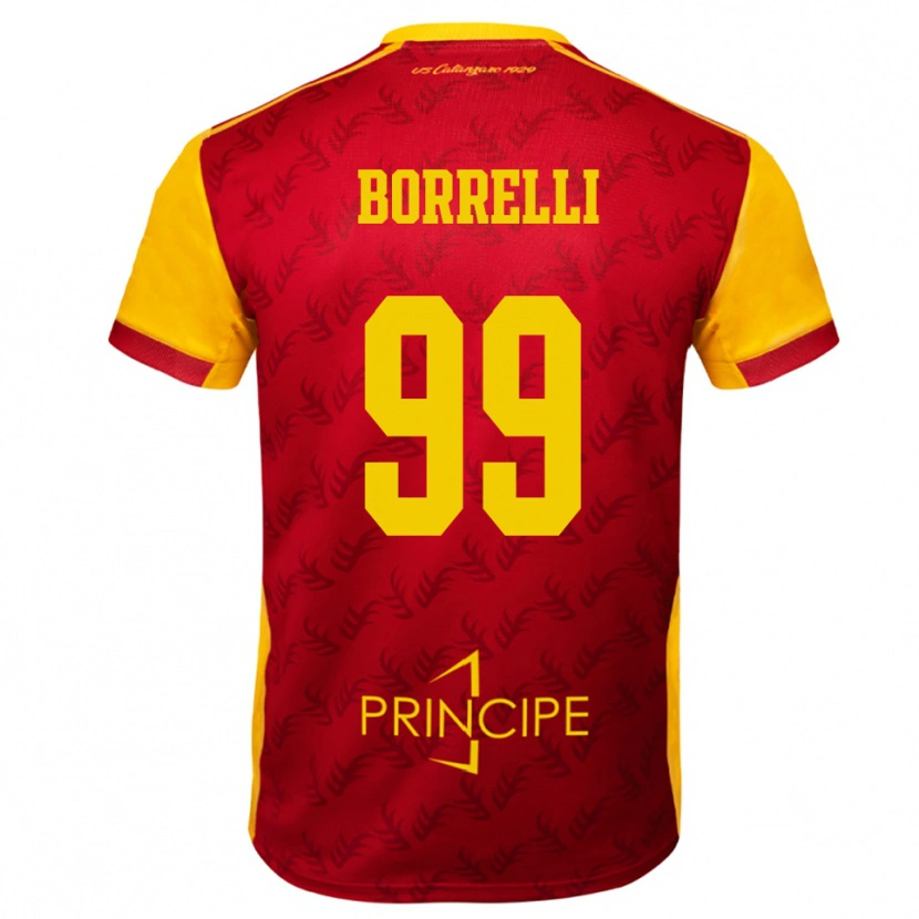 DanxenキッズEdoardo Borrelli#99黄色と赤ホームシャツ2025/26ジャージーユニフォーム